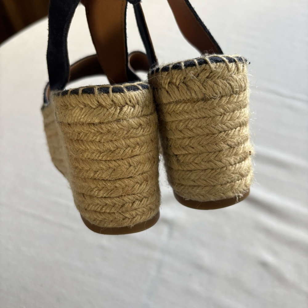 Neiman Marcus Blue Suede Espadrille Wedge Sandals Women’s 40 - Picture 11 of 11
